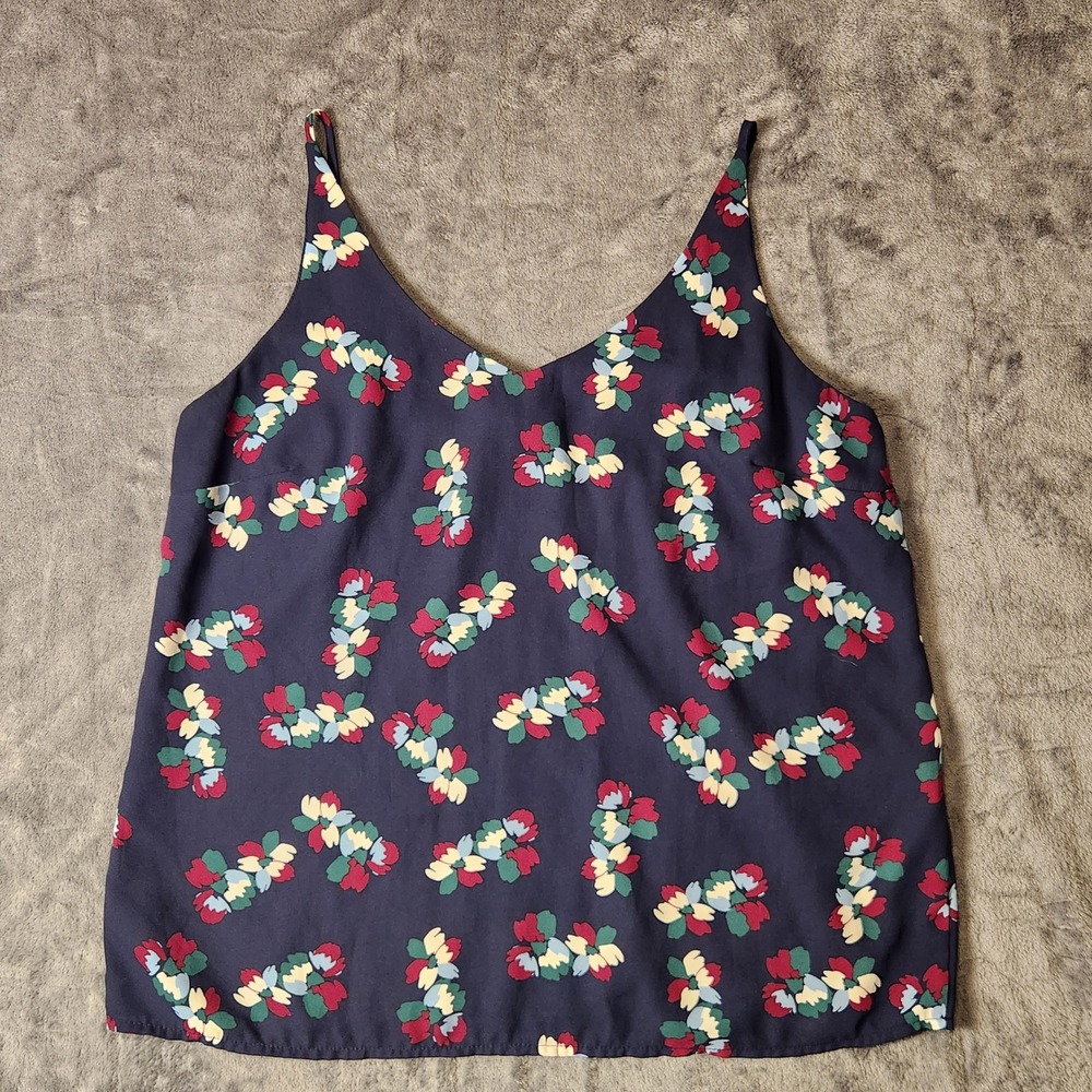 Banana Republic Navy Floral V-Neck Cami Tank Top Adjustable Straps Medium